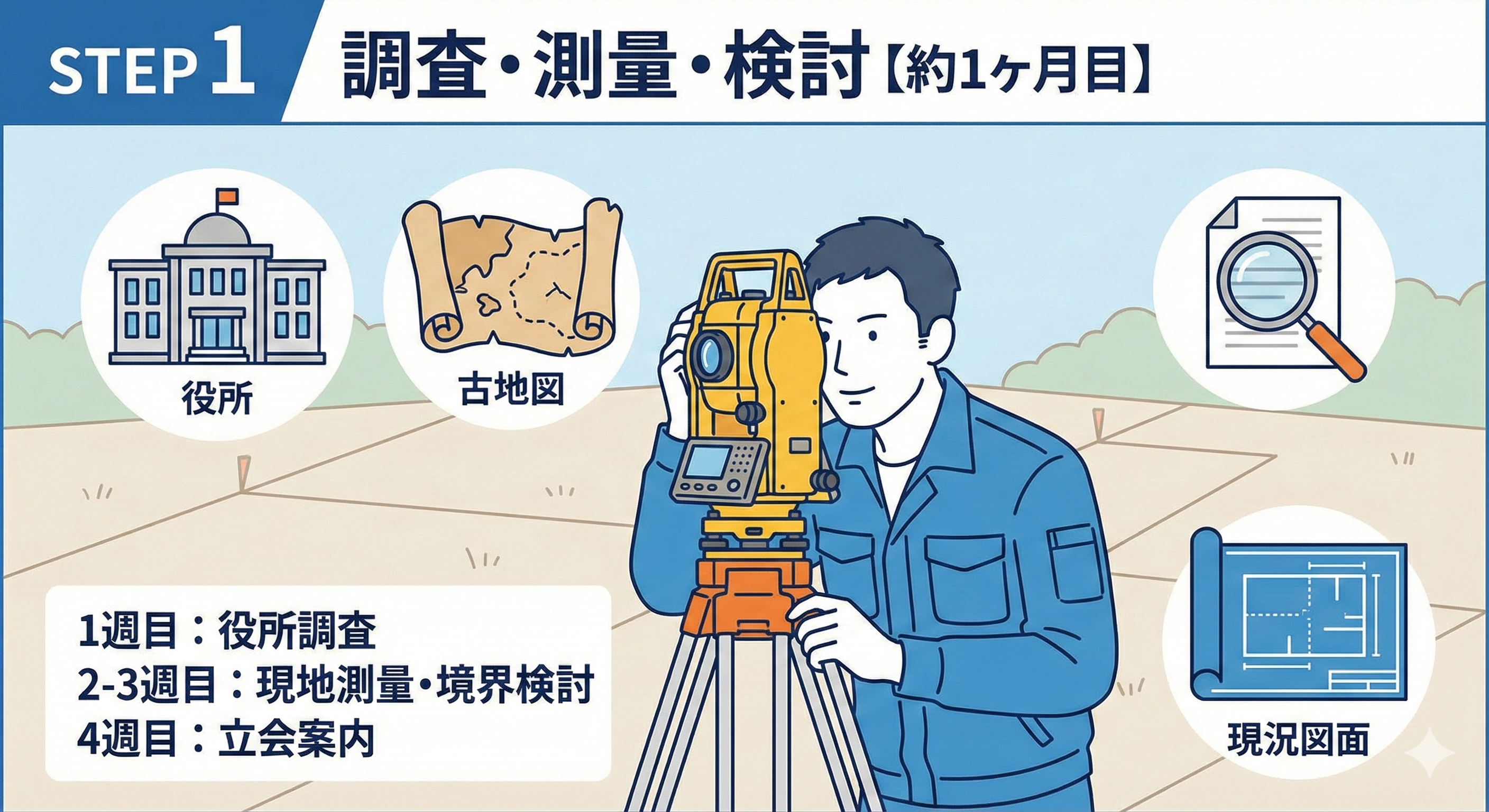 調査・測量・検討の流れ