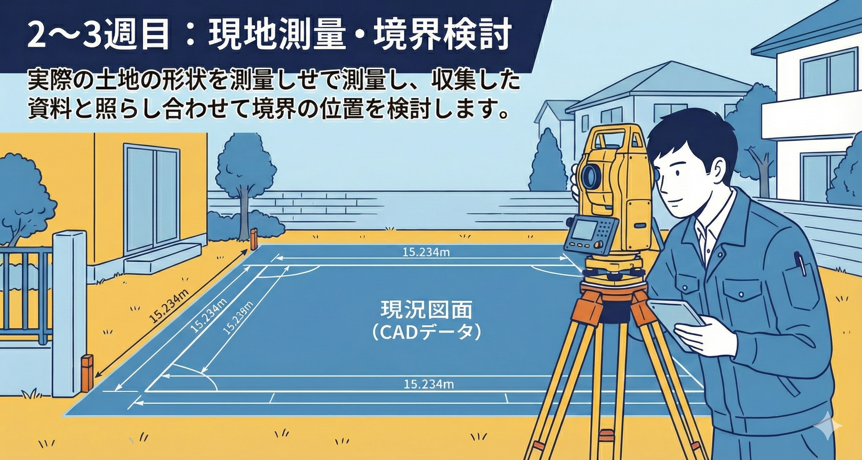 現地測量・境界検討のイメージ